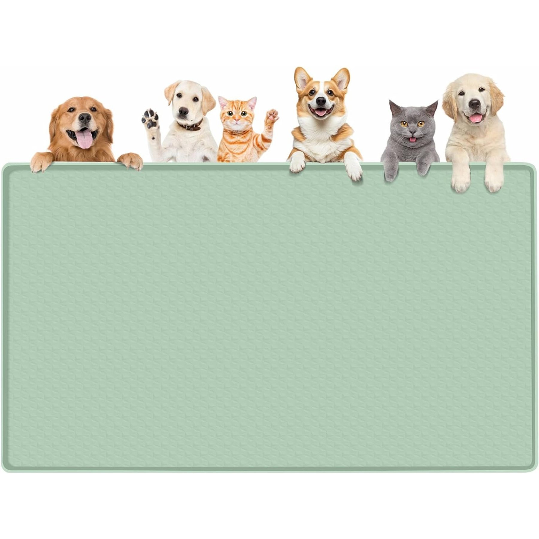 Bartuke Waterproof Non-Slip Silicone Dog & Cat Food Mat, Green, 51 x 25.6-in