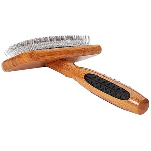 Bass Brushes De-matting Slicker Style Dog & Cat Brush, Bamboo-Dark Finish, Medium