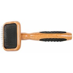 Bass Brushes De-matting Slicker Style Dog & Cat Brush, Bamboo-Dark Finish, X-Small