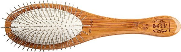 Bass Brushes Style & Detangle Dog & Cat Oval Brush, Bamboo-Dark Finish
