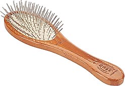 Bass Brushes Style & Detangle Dog & Cat Oval Brush, Bamboo-Dark Finish, Small