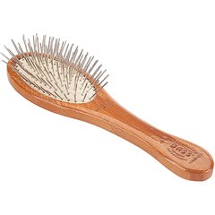 Bass Brushes Style & Detangle Dog & Cat Oval Brush, Bamboo-Dark Finish, Small