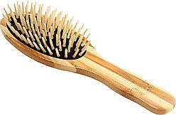 Bass Brushes The Green Dog & Cat Oval Brush, Bamboo-Stiped Finish, Small, Small, 2 count