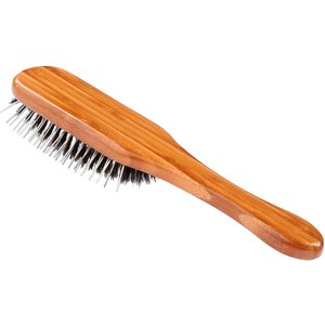 Bass Brushes The Hybrid Dog & Cat Groomer Paddle Brush, Bamboo-Dark Finish, Medium