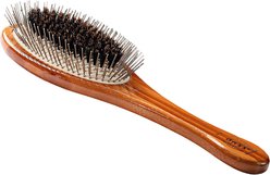 Bass Brushes The Hybrid Pet Groomer Oval Brush, Bamboo-Dark Finish, Large, Large, 2 count