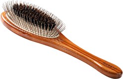 Bass Brushes The Hybrid Pet Groomer Oval Brush, Bamboo-Dark Finish, Large