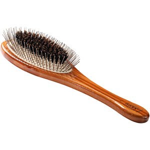 Bass Brushes The Hybrid Pet Groomer Oval Brush, Bamboo-Dark Finish, Large