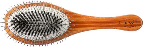 Show full view: Bass Brushes The Hybrid Pet Groomer Oval Brush, Bamboo-Dark Finish, Large slide 2 of 6