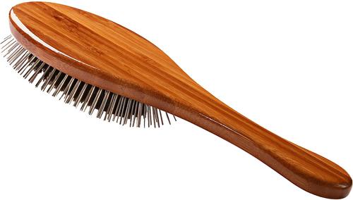 Show full view: Bass Brushes The Hybrid Pet Groomer Oval Brush, Bamboo-Dark Finish, Large slide 4 of 6