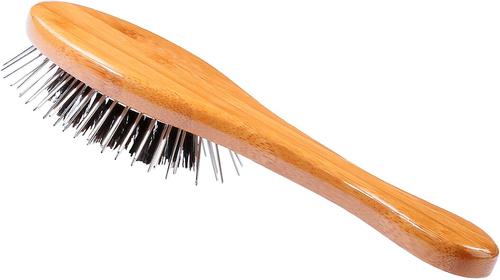 Show full view: Bass Brushes The Hybrid Pet Groomer Oval Brush, Bamboo-Dark Finish, Small slide 4 of 6