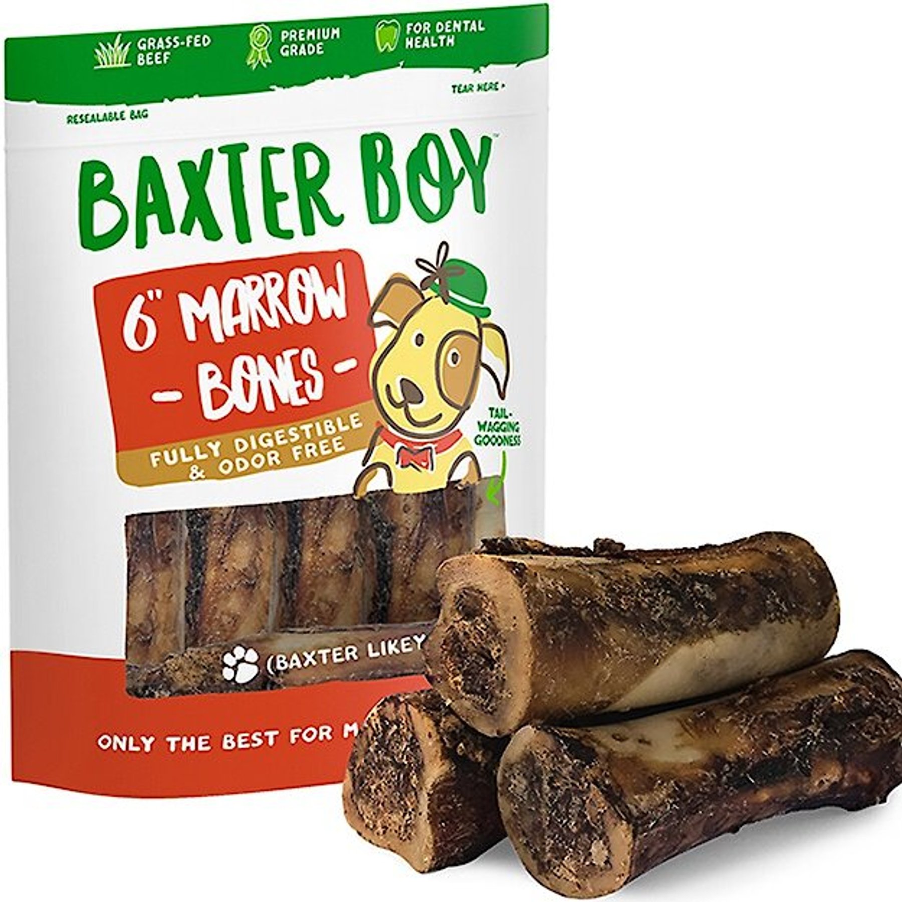 Baxter Boy 6" Marrow Bone Dog Treats, 3 count
