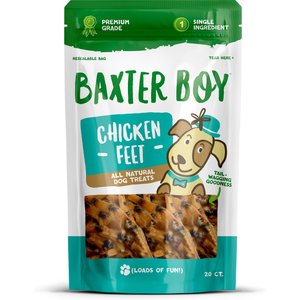 Baxter Boy Chicken Feet Natural Dog Chew Treats, 20 count