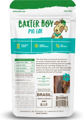 Show full view: Baxter Boy Half Pig Ear Natural Dog Chew Treat, 1 count slide 3 of 9