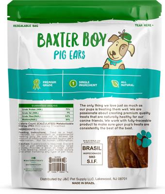 Show full view: Baxter Boy Half Pig Ear Natural Dog Chew Treat, 10 count slide 3 of 9