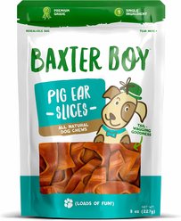 Baxter Boy Pig Ear Slices Natural Dog Chew Treats, 8-oz bag