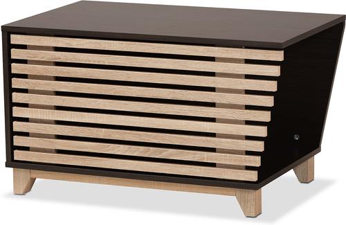 Show full view: Baxton Studio Anson Cat Litter Box Cover House, Dark Brown & Oak slide 2 of 8