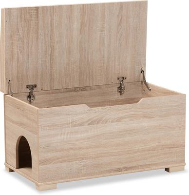 Show full view: Baxton Studio Cambrie Cat Litter Box Cover House, Oak slide 3 of 7