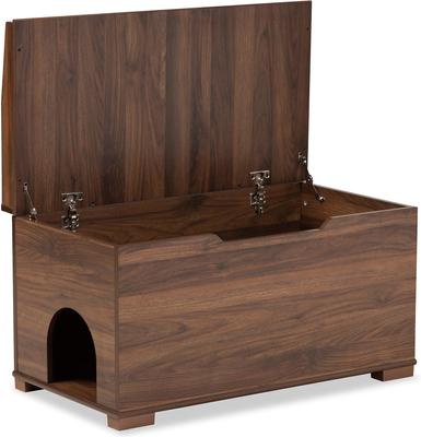 Show full view: Baxton Studio Cambrie Cat Litter Box Cover House, Walnut Brown slide 3 of 7