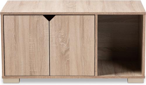 Show full view: Baxton Studio Elie 2-Door Cat Litter Box Cover House, Oak slide 5 of 10