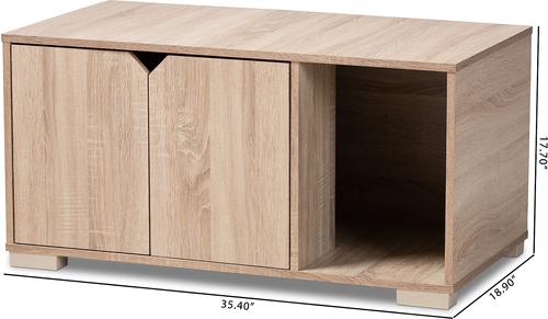 Show full view: Baxton Studio Elie 2-Door Cat Litter Box Cover House, Oak slide 9 of 10