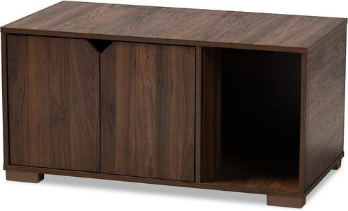 Show full view: Baxton Studio Elie 2-Door Cat Litter Box Cover House, Walnut slide 3 of 10