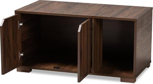 Show full view: Baxton Studio Elie 2-Door Cat Litter Box Cover House, Walnut slide 4 of 10