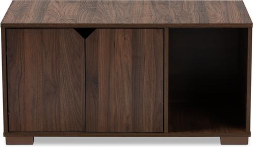 Show full view: Baxton Studio Elie 2-Door Cat Litter Box Cover House, Walnut slide 5 of 10