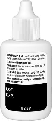 Show full view: Baytril (Enrofloxacin / Silver Sulfadiazine) Otic Solution for Dogs, 15-mL slide 2 of 6