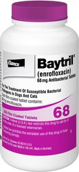 Baytril (Enrofloxacin) Tablets for Dogs & Cats, 68.0-mg, 30 tablets