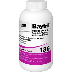 Baytril (Enrofloxacin) Taste Tabs for Dogs & Cats, 136-mg, 1 flavored tablet