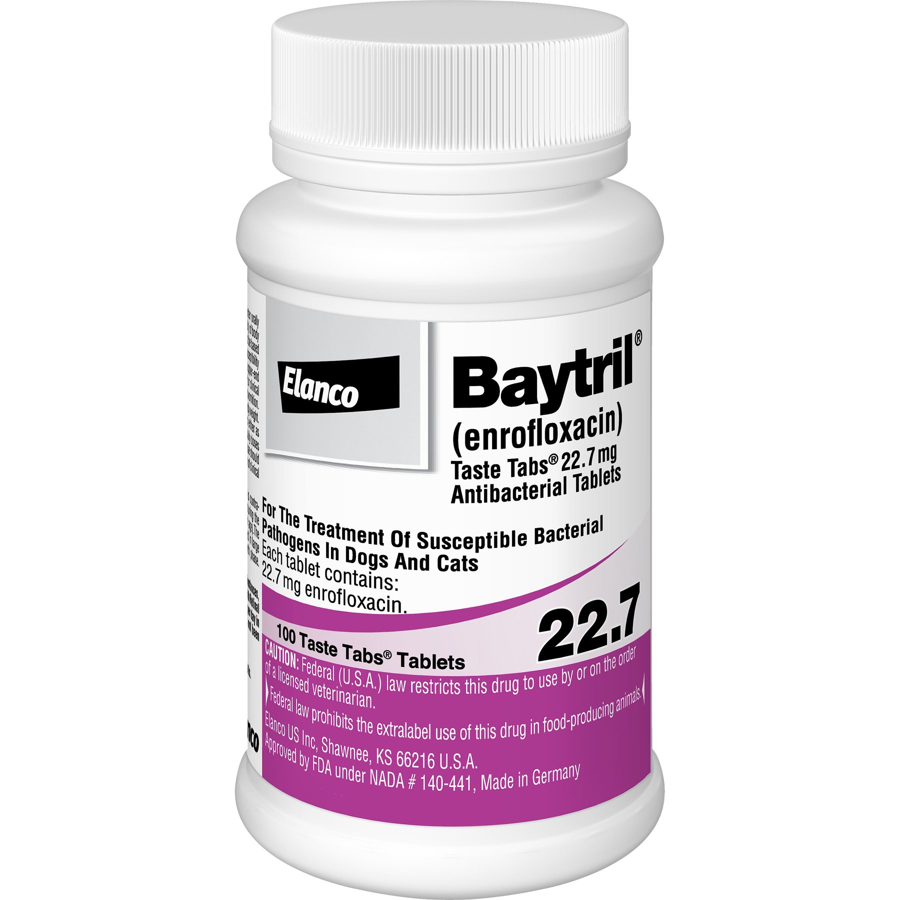 Baytril (Enrofloxacin) Taste Tabs for Dogs & Cats, 22.7-mg, 30 flavored tablets