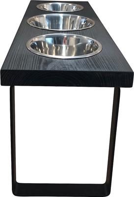 Show full view: Bearwood Essentials Farmhouse 3-Bowl Elevated Dog Feeder, Ebony, Large slide 3 of 5