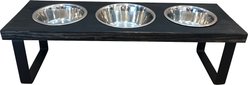 Bearwood Essentials Farmhouse 3-Bowl Elevated Dog Feeder, Ebony, Medium