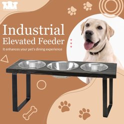 Bearwood Essentials Farmhouse 3-Bowl Elevated Dog Feeder, Ebony, Medium slide 2 of 9