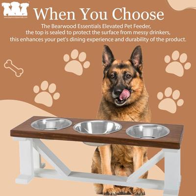 Show full view: Bearwood Essentials Farmhouse 3-Bowl Elevated Dog Feeder, Ebony/White, Small slide 8 of 10