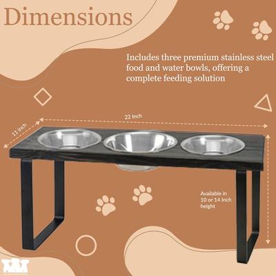 Show full view: Bearwood Essentials Farmhouse 3-Bowl Elevated Dog Feeder, Grey, Medium slide 4 of 10