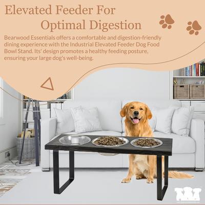 Show full view: Bearwood Essentials Farmhouse 3-Bowl Elevated Dog Feeder, Grey, Medium slide 6 of 10