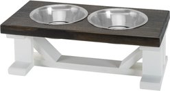 Bearwood Essentials Farmhouse Elevated Dog Feeder, Ebony/White, Small slide 1 of 8