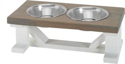 Bearwood Essentials Farmhouse Elevated Dog Feeder, Grey/White, Large