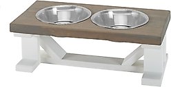 Bearwood Essentials Farmhouse Elevated Dog Feeder, Grey/White, Medium