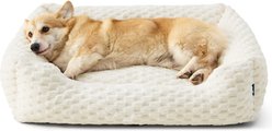 Bedsure Bubble Fleece Machine Washable Bolster Dog Bed, Cream, Large