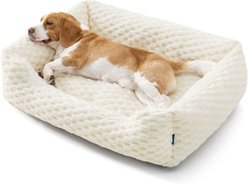 Bedsure Bubble Fleece Machine Washable Bolster Dog Bed, Cream, Large