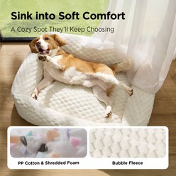 Bedsure Bubble Fleece Machine Washable Bolster Dog Bed, Cream, Large slide 2 of 9