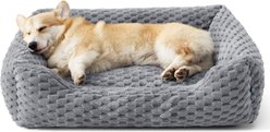Bedsure Bubble Fleece Machine Washable Bolster Dog Bed, Grey, Large