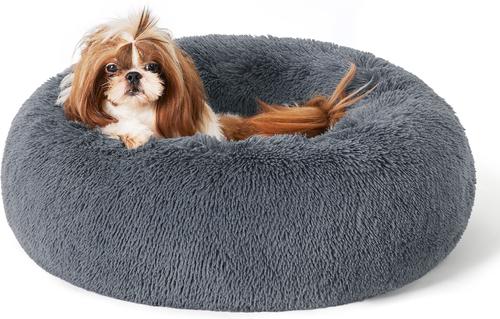 BEDSURE Calming Fluffy Plush Faux Fur Orthopedic Anti-Slip Donut