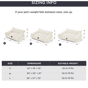 Bedsure Corduroy Fleece Dog Sofa Bed with Removable Cover, Cream, Small