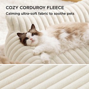 Bedsure Corduroy Fleece Dog Sofa Bed with Removable Cover, Cream, Small