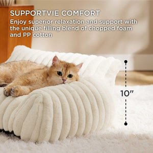 Bedsure Corduroy Fleece Dog Sofa Bed with Removable Cover, Cream, Small