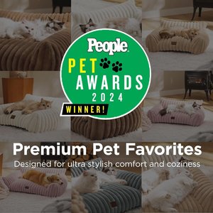 Bedsure Corduroy Fleece Dog Sofa Bed with Removable Cover, Cream, Small