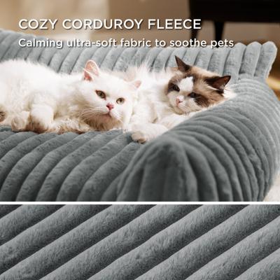 Show full view: Bedsure Corduroy Fleece Dog Sofa Bed with Removable Cover, Warm Grey, Medium slide 4 of 8